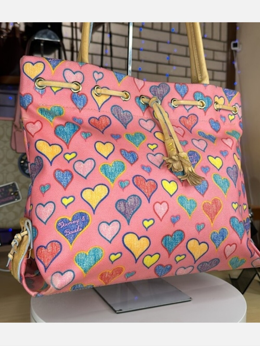 Dooney & Bourke Pink Heart-Print Tote - Picture 4 of 14